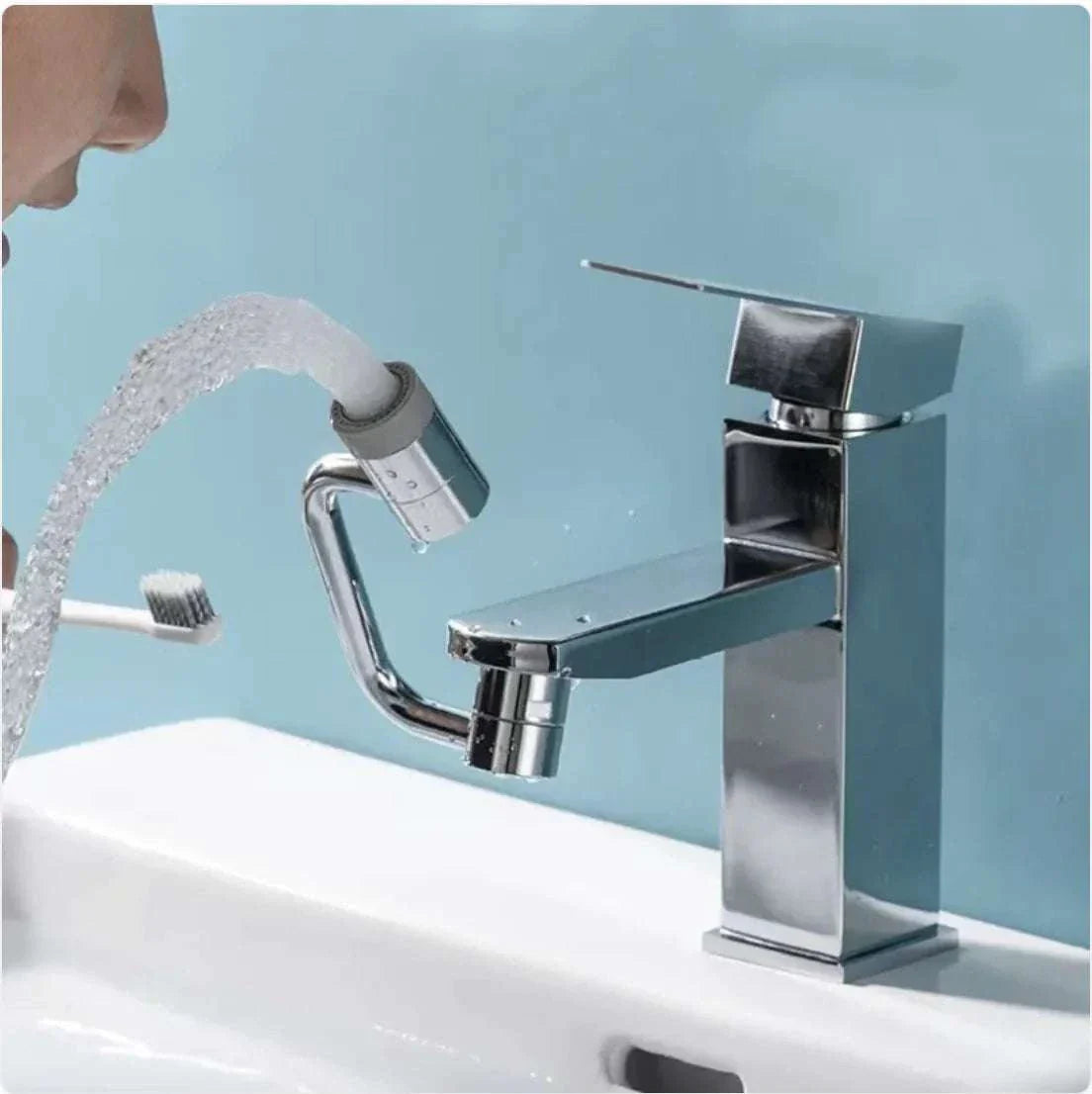 Adjustable mechanical arm faucet extender with stainless steel valve and modern electroplated finish