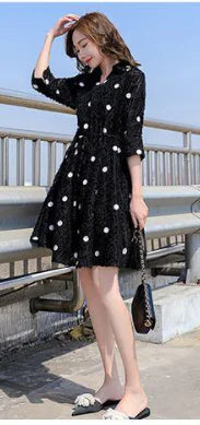Fashionable Slim Fit V-Neck Long Sleeve Dress