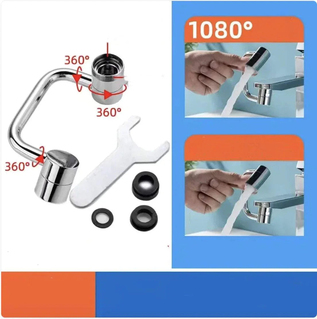 Adjustable mechanical arm faucet extender with stainless steel valve and modern electroplated finish