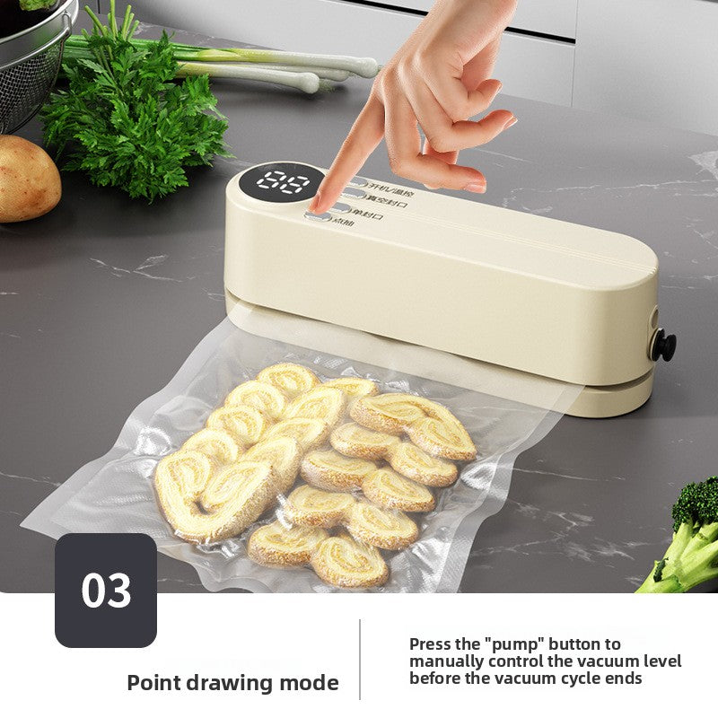 Compact portable mini sealing machine with wireless rechargeable battery and automatic vacuum sealing function