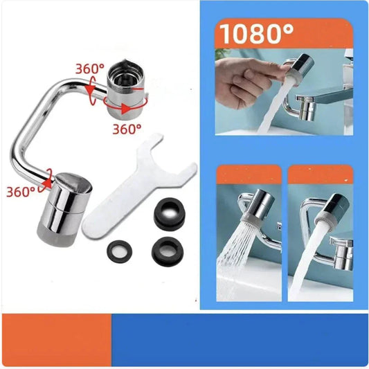 Adjustable mechanical arm faucet extender with stainless steel valve and modern electroplated finish