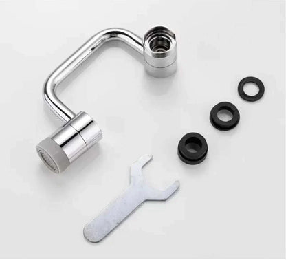 Adjustable mechanical arm faucet extender with stainless steel valve and electroplated finish for washbasins