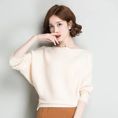 Women's Loose Long-Sleeved Knitted Pullover Sweater